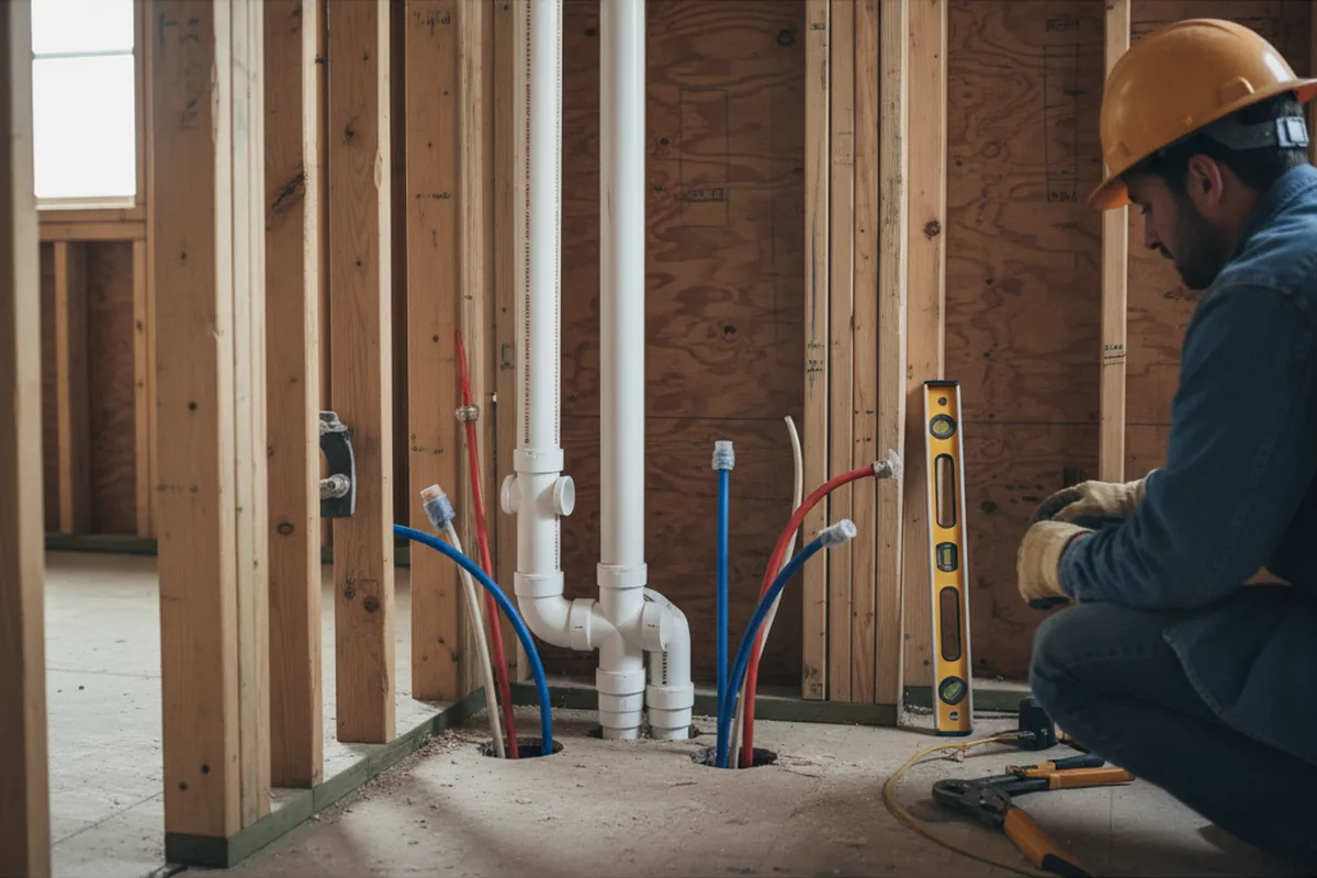 Drain and supply rough-in during Garbage Disposal Repair in Upper Falls